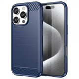 iPhone 16 Pro Cover Børstet Kulfibertekstur Blå
