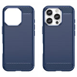 iPhone 16 Pro Cover Børstet Kulfibertekstur Blå