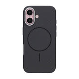 iPhone 16 Cover Kulfibermønster MagSafe Sort