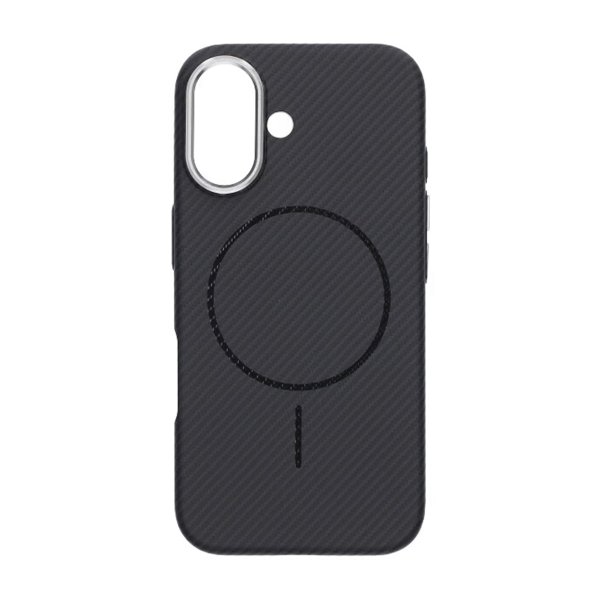 iPhone 16 Cover Kulfibermønster MagSafe Sort
