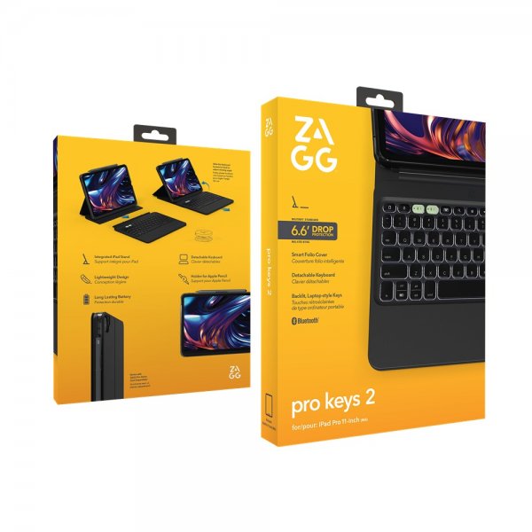 ZAGG iPad Pro 11 (M4/M5) Cover med Tastatur Pro Keys 2 Nordisk Layout Sort