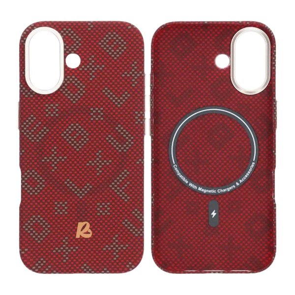 iPhone 17 Cover Aramidfiber MagSafe Tekstur Rød