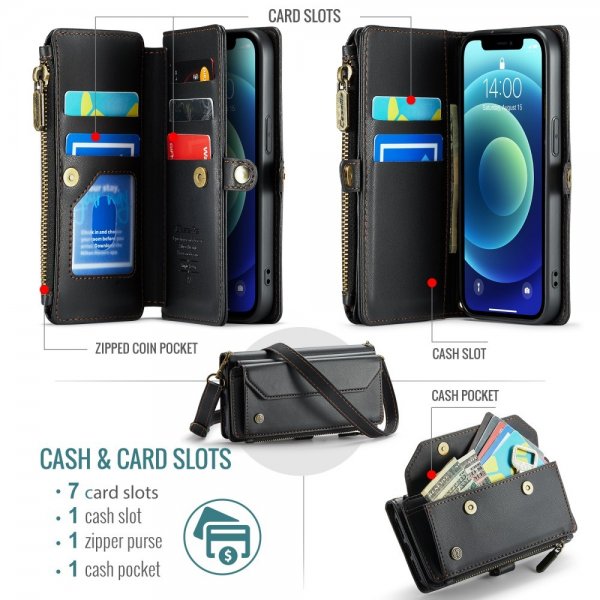 CaseMe iPhone 12/iPhone 12 Pro Etui C36-serien Sort