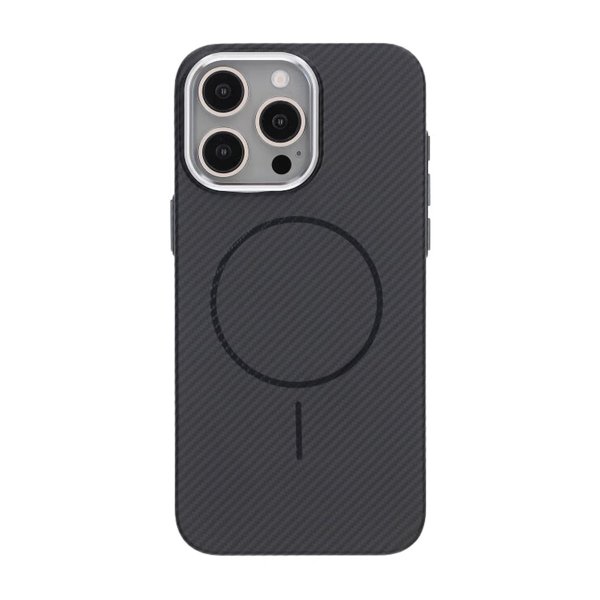 iPhone 15 Pro Max Cover Kulstofmønster MagSafe Sort