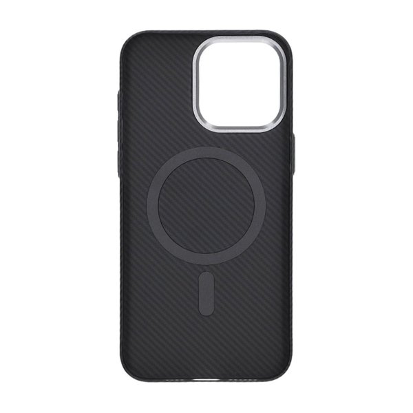 iPhone 15 Pro Max Cover Kulstofmønster MagSafe Sort