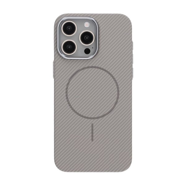 iPhone 15 Pro Max Cover Kulstofmønster MagSafe Grå