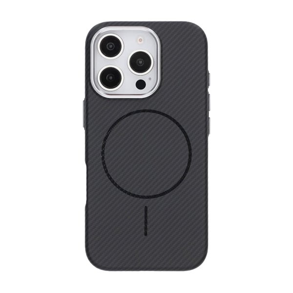 iPhone 16 Pro Cover Kulfibermønster MagSafe Sort