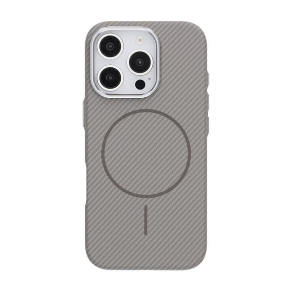 iPhone 16 Pro Cover Kulfibermønster MagSafe Grå