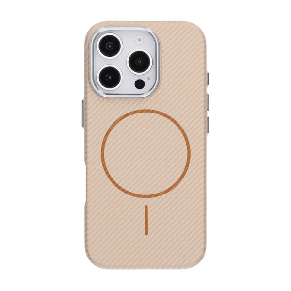 iPhone 16 Pro Cover Kulfiber Mønster MagSafe Guld