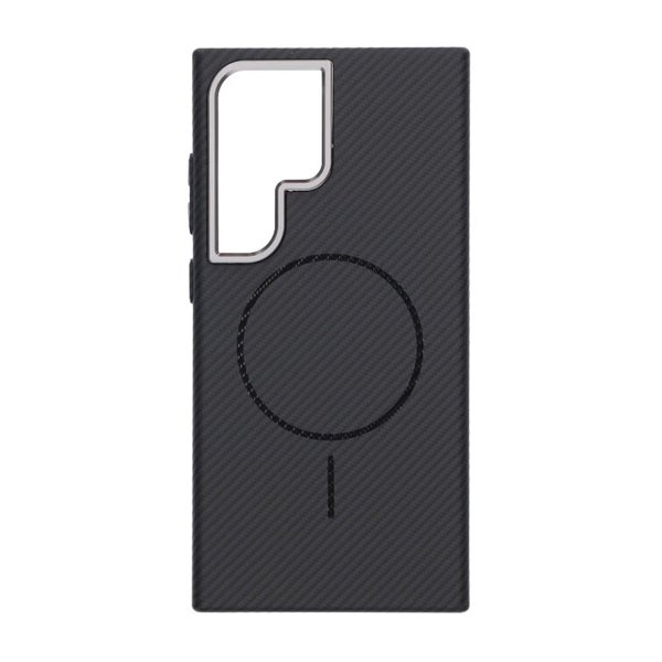 Samsung Galaxy S24 Ultra Cover Kulfibermønster MagSafe Sort