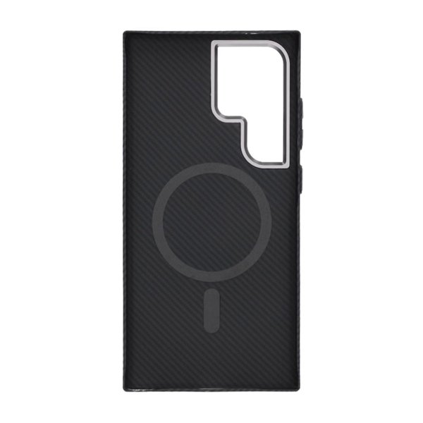 Samsung Galaxy S24 Ultra Cover Kulfibermønster MagSafe Sort