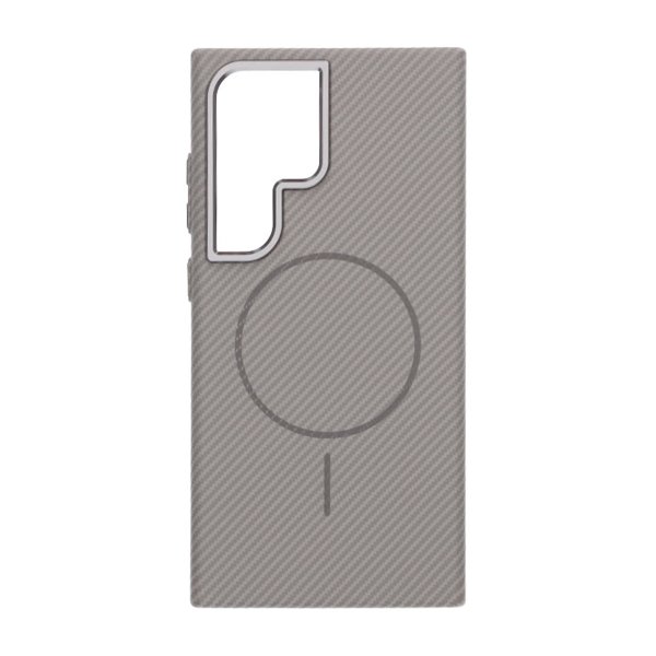 Samsung Galaxy S24 Ultra Cover Kulfiber Mønster MagSafe Grå
