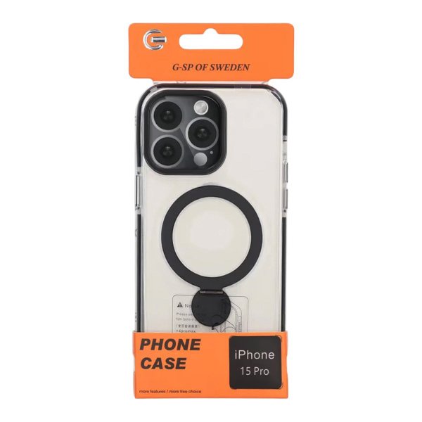 iPhone 15 Pro Cover Ringstativ MagSafe Sort