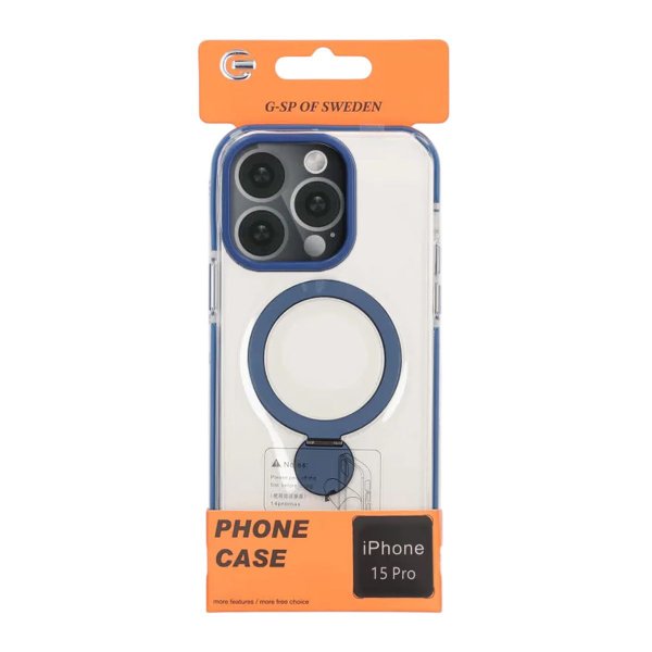 iPhone 15 Pro Cover Ringstander MagSafe Blå