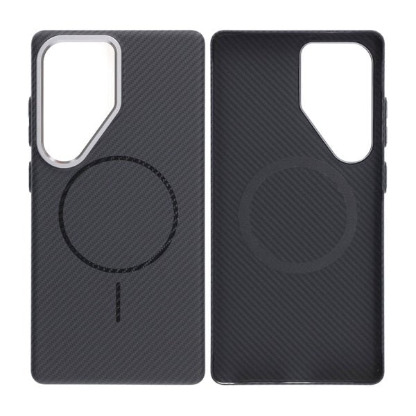 Samsung Galaxy S25 Ultra Cover Kulfibermønster MagSafe Sort