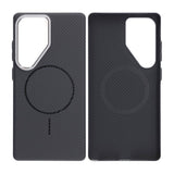 Samsung Galaxy S25 Ultra Cover Kulfibermønster MagSafe Sort