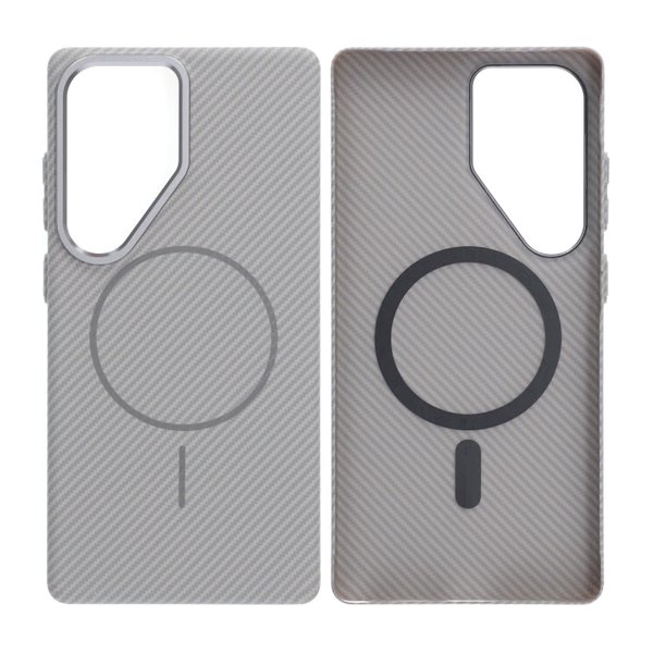 Samsung Galaxy S25 Ultra Cover Kulfibermønster MagSafe Grå