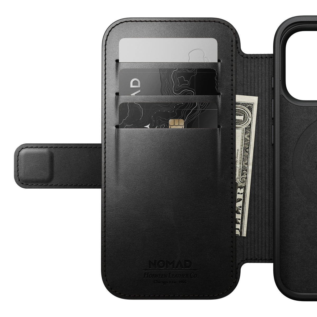 Nomad iPhone 17 Pro/iPhone 18 Pro Etui Modern Leather Folio Horween Sort