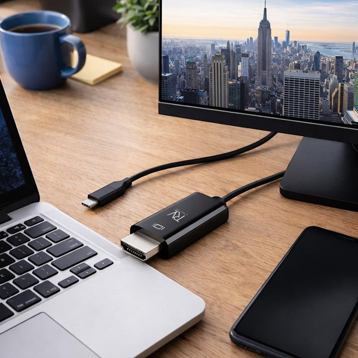 Rvelon USB-C til HDMI 1.4-kabel 4K - 1 meter