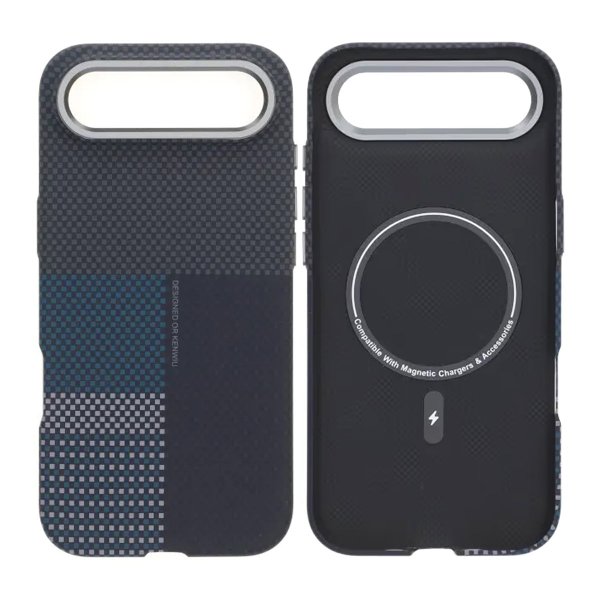 iPhone Air Cover Aramidfiber MagSafe Blå Gitter
