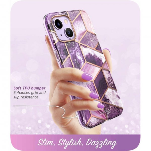 Supcase iPhone 14 Plus Cover Cosmo Purple Marble