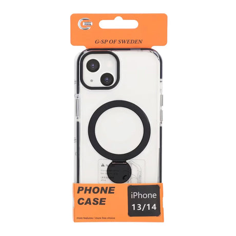 iPhone 13/14 Cover Ringstativ MagSafe Klar Sort