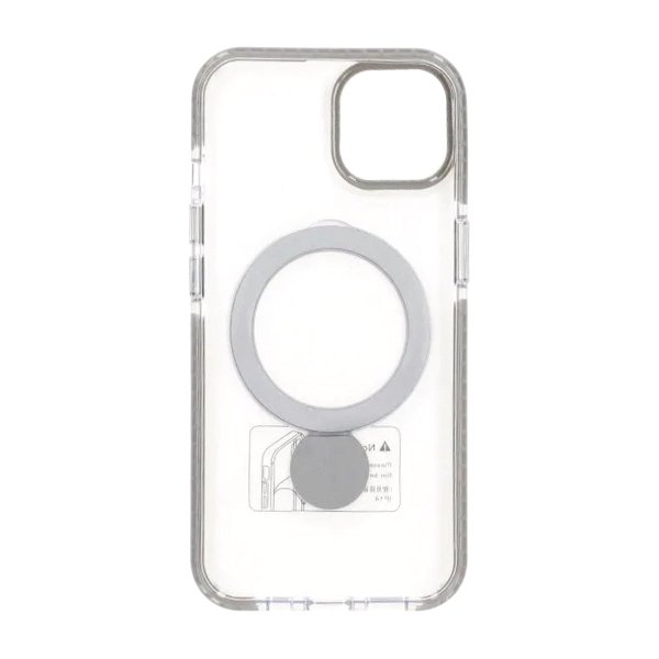iPhone 15 Cover Ringholder MagSafe Sort Gennemsigtig