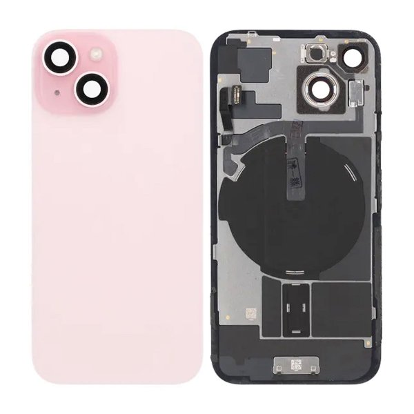 iPhone 15 Bagside Glas Komplet OEM - Rosa