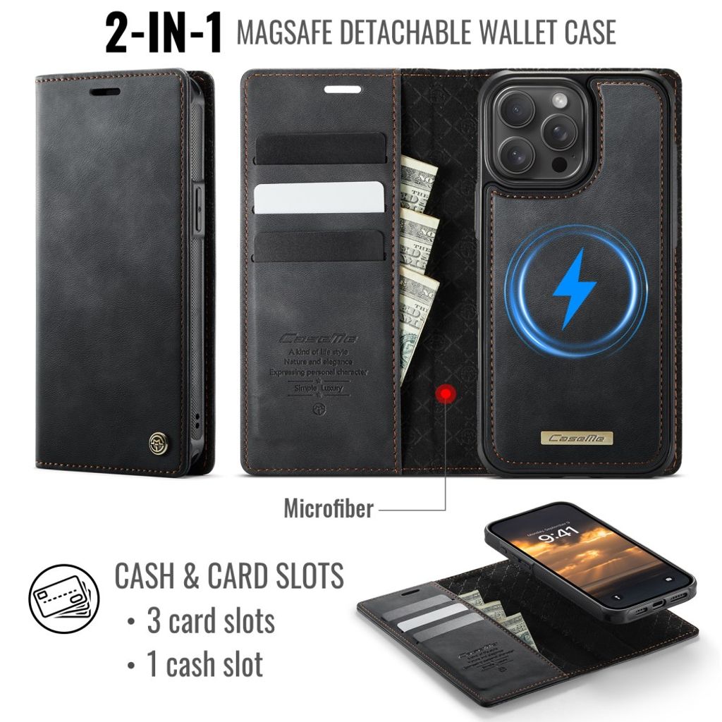 CaseMe iPhone 14 Pro Etui C49 Series Sort