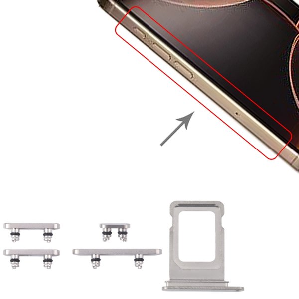 Knapper og SIM-kortholder til iPhone 15 Pro og 15 Pro Max - Naturlig Titanium