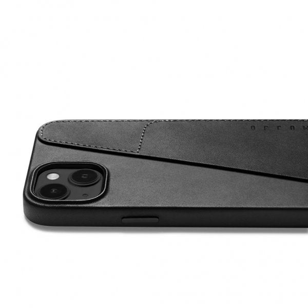 Mujjo iPhone 15 Plus Cover Fuld Læderpung Sort
