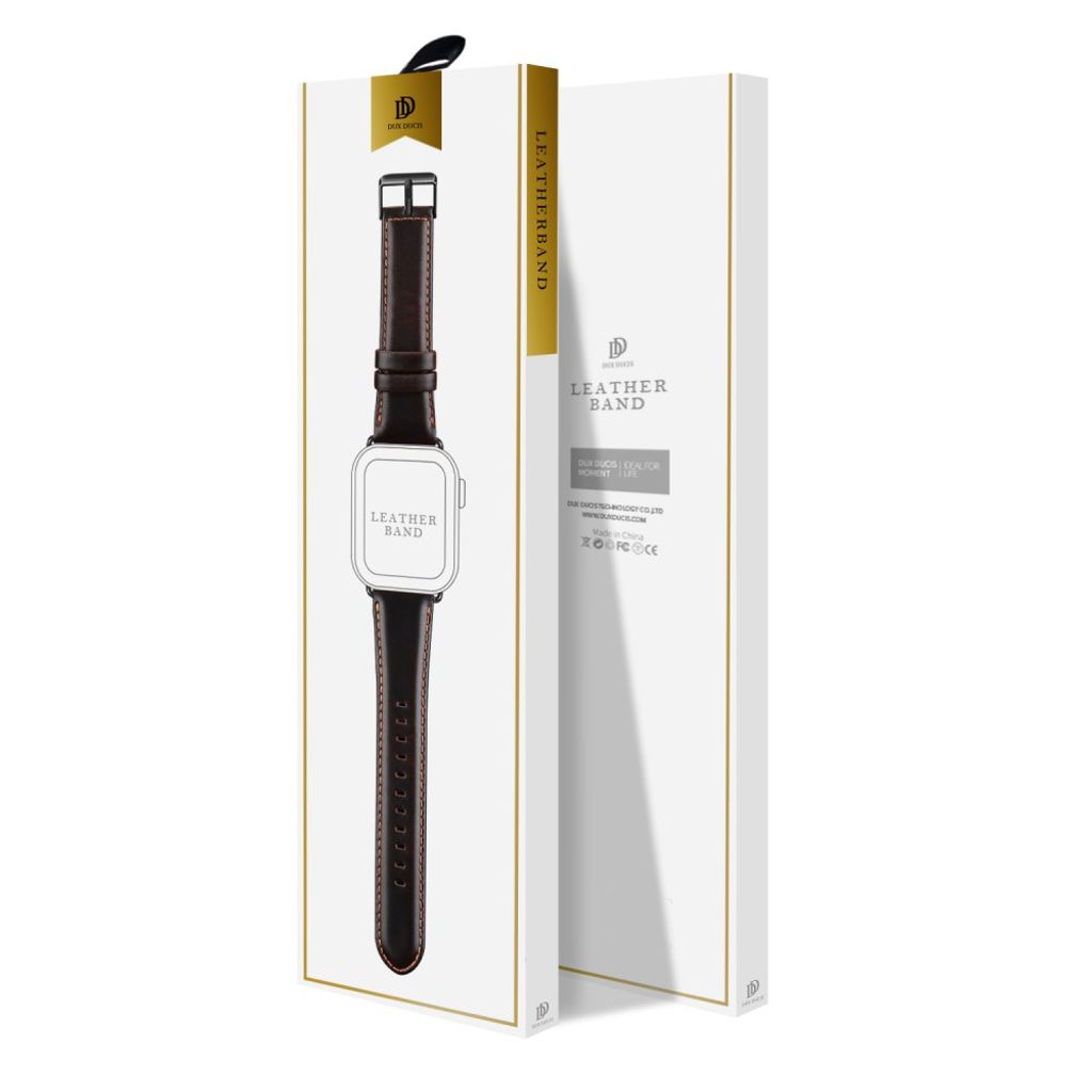 Dux Ducis Apple Watch 44/45/46mm/Ultra 49mm Armbånd Ægte Læder Mørkebrun