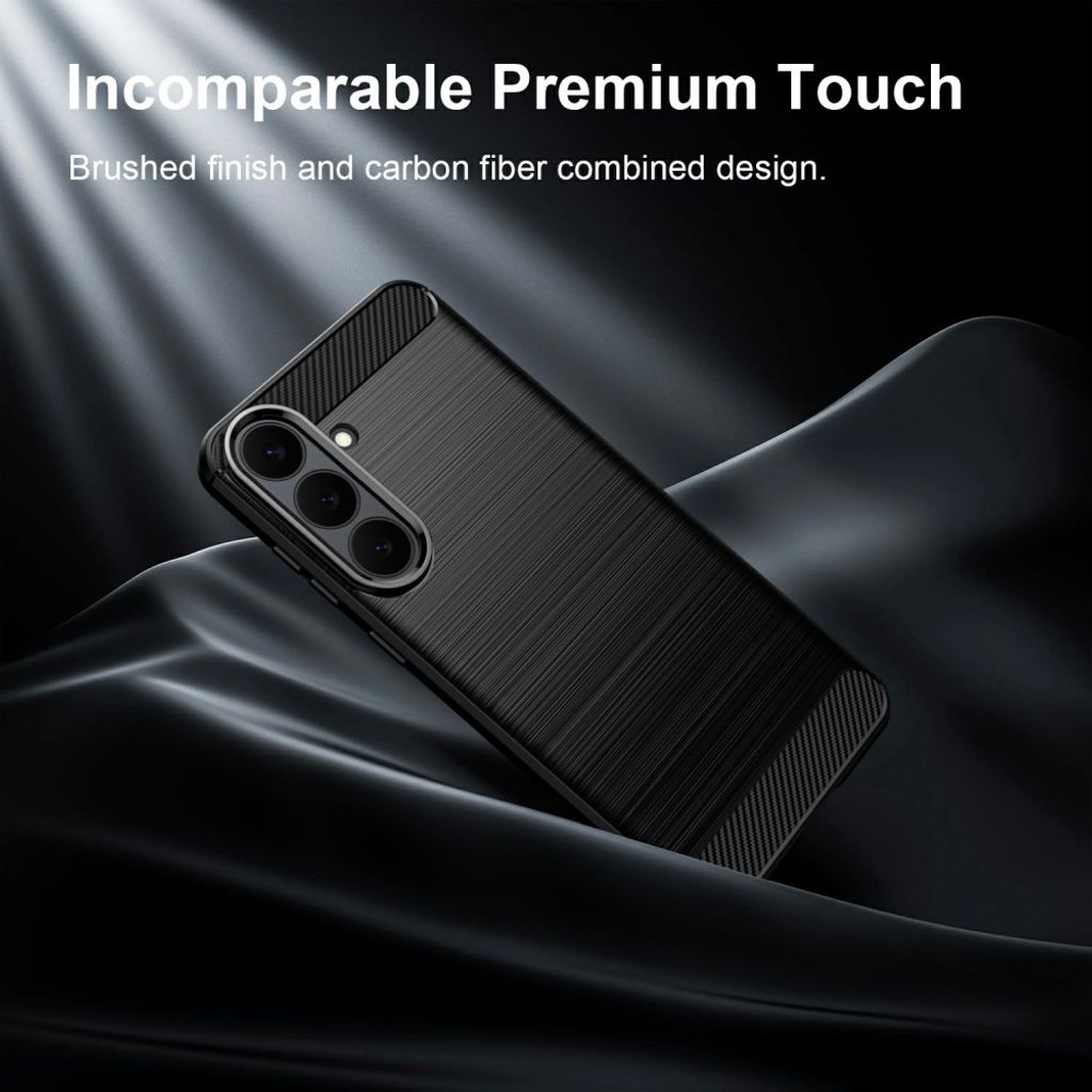 Samsung Galaxy S26 FE Cover Borstad Kolfibertextur Sort