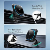 ESR Bilholder Qi2 Air Vent/Dashboard Trådløs Biloplader CryBoost HaloLock Sort
