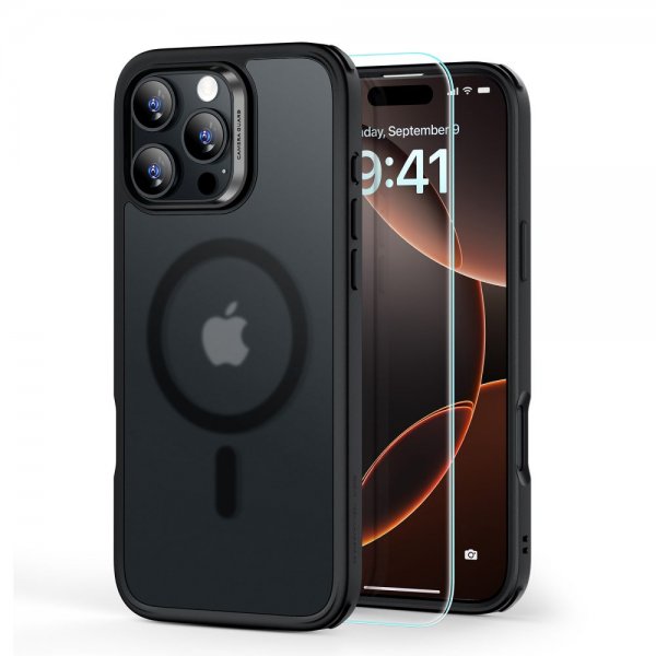 ESR iPhone 16 Pro Max Cover og Skærmbeskyttelse Classic Hybrid MagSafe Sæt Frostet Sort