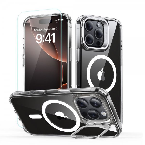 ESR iPhone 16 Pro Max Cover og Skærmbeskyttelse Classic Hybrid Kickstand MagSafe Sæt Transparent