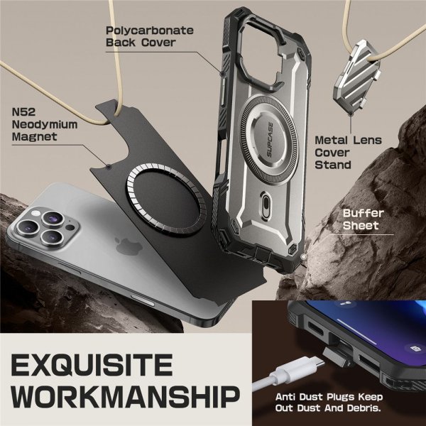 Supcase iPhone 16 Pro Max Cover UB Mag XT Grå