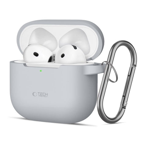 Tech-Protect AirPods 4 Cover Silicone Hook Grå