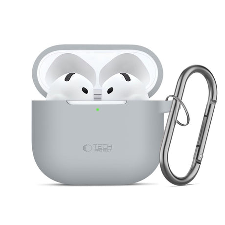 Tech-Protect AirPods 4 Cover Silicone Hook Grå