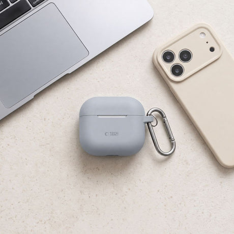 Tech-Protect AirPods 4 Cover Silicone Hook Grå