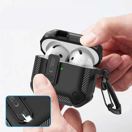 Tech-Protect AirPods 4 Cover Carbonox Sort