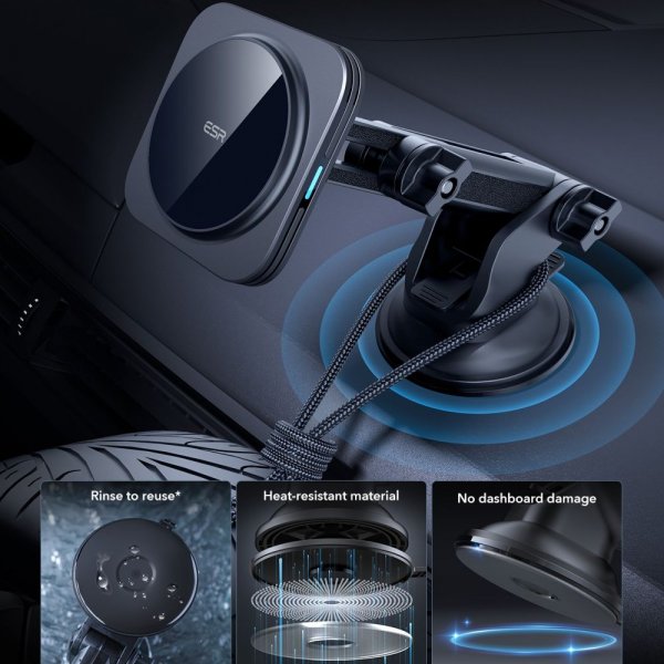 ESR Bilholder Qi2 Dashboard Wireless Car Charger HaloLock Sort