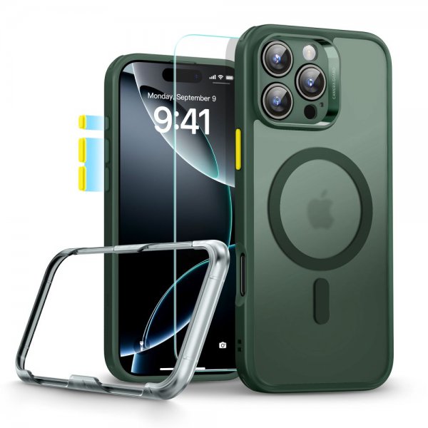 ESR iPhone 16 Pro Cover og Skærmbeskyttelse Classic Pro MagSafe Sæt Grøn
