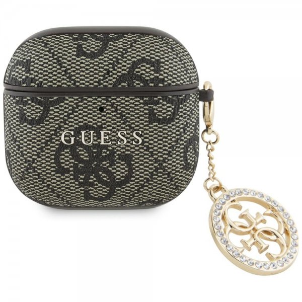 Guess AirPods 4 Etui Classic Logo 4G Charm Brun