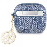 Guess AirPods 4 Cover Classic Logo 4G Charm Blå