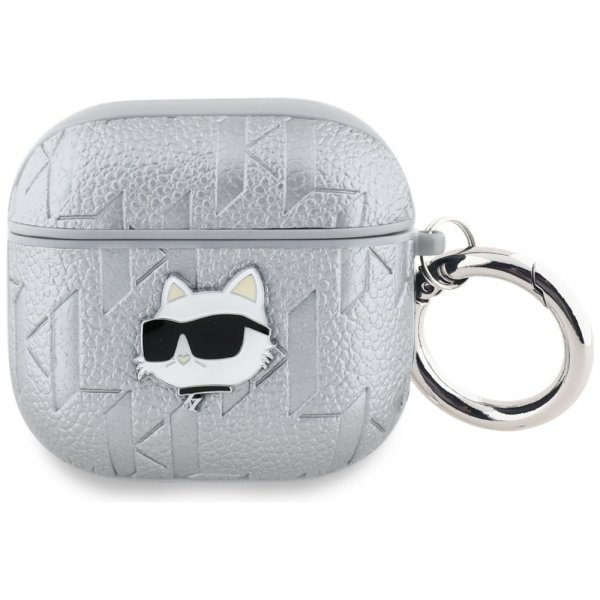 Karl Lagerfeld AirPods 4 Cover Monogram Choupette Sølv