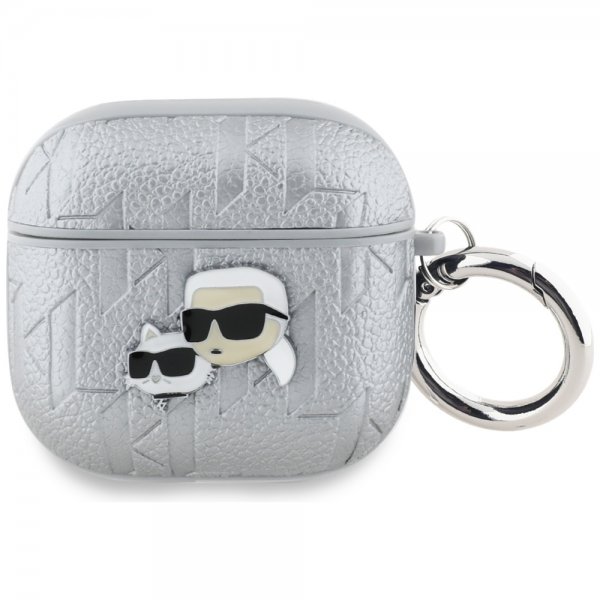 Karl Lagerfeld AirPods 4 Cover Monogram Karl & Choupette Silver