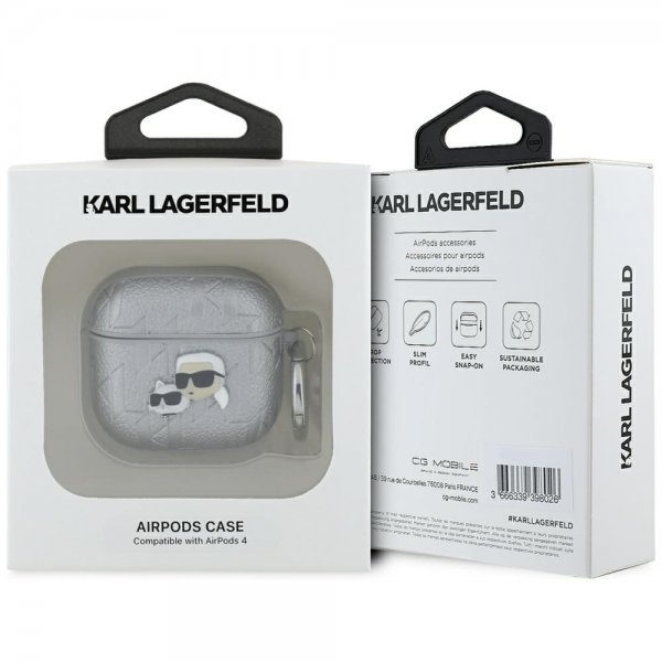 Karl Lagerfeld AirPods 4 Cover Monogram Karl & Choupette Silver