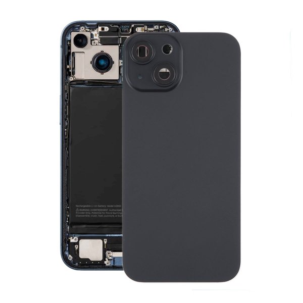 iPhone 15 Plus Bagsideglas med Magnet og Kameralinse - Sort