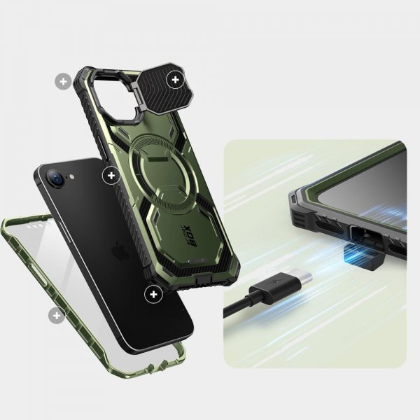 Supcase iPhone 16e/iPhone 17e Cover ArmorBox MagSafe Grøn